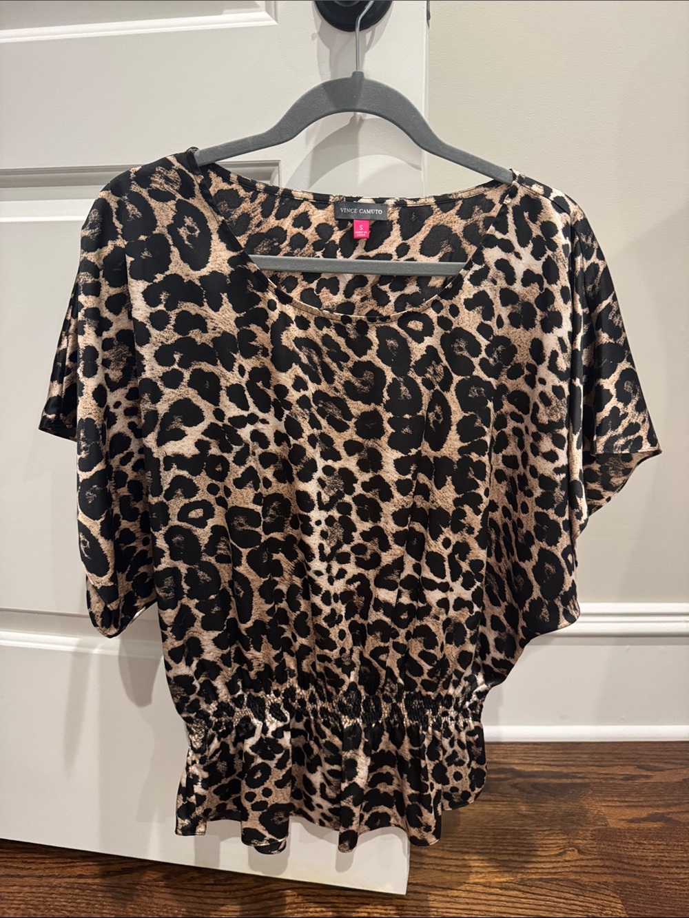 Vince Camuto Leopard Print Top - Black & Tan